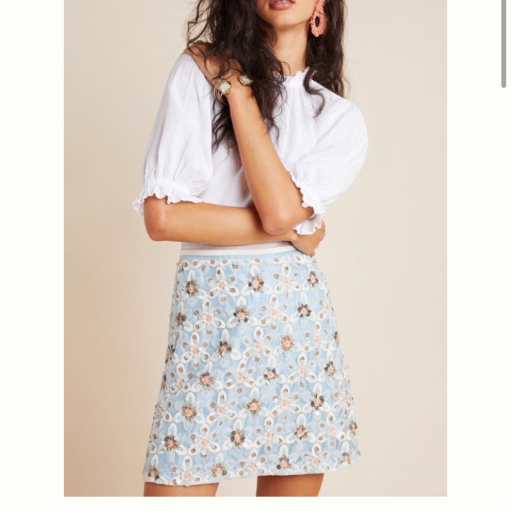 NWT Maeve Persephone Beaded Mini Skirt